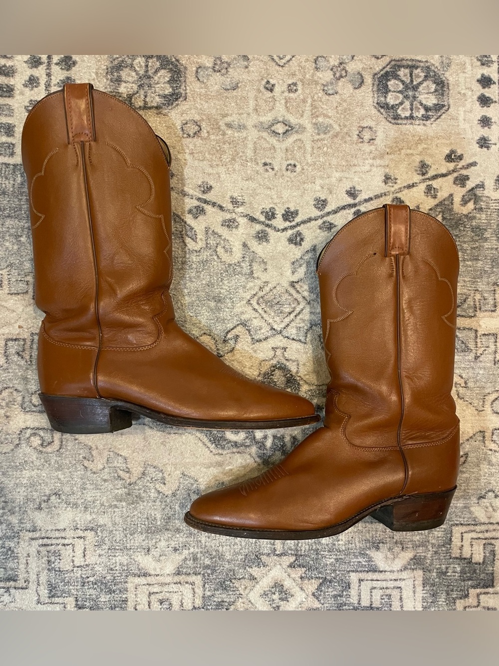 Justin Boots Tan Leather Western Cowboy Boots